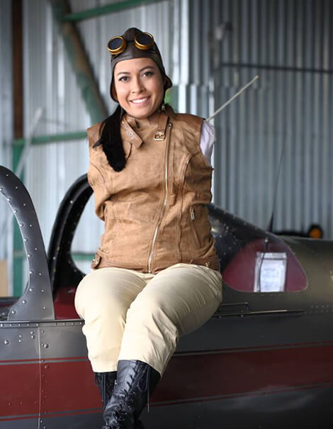 Jessica Cox in piloting gear