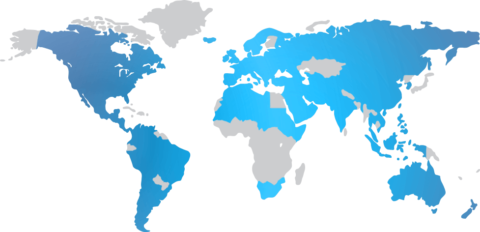 World map with highlighted areas