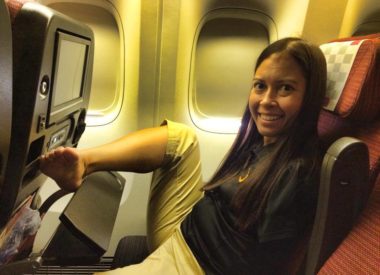 Jessica Cox on an airplane